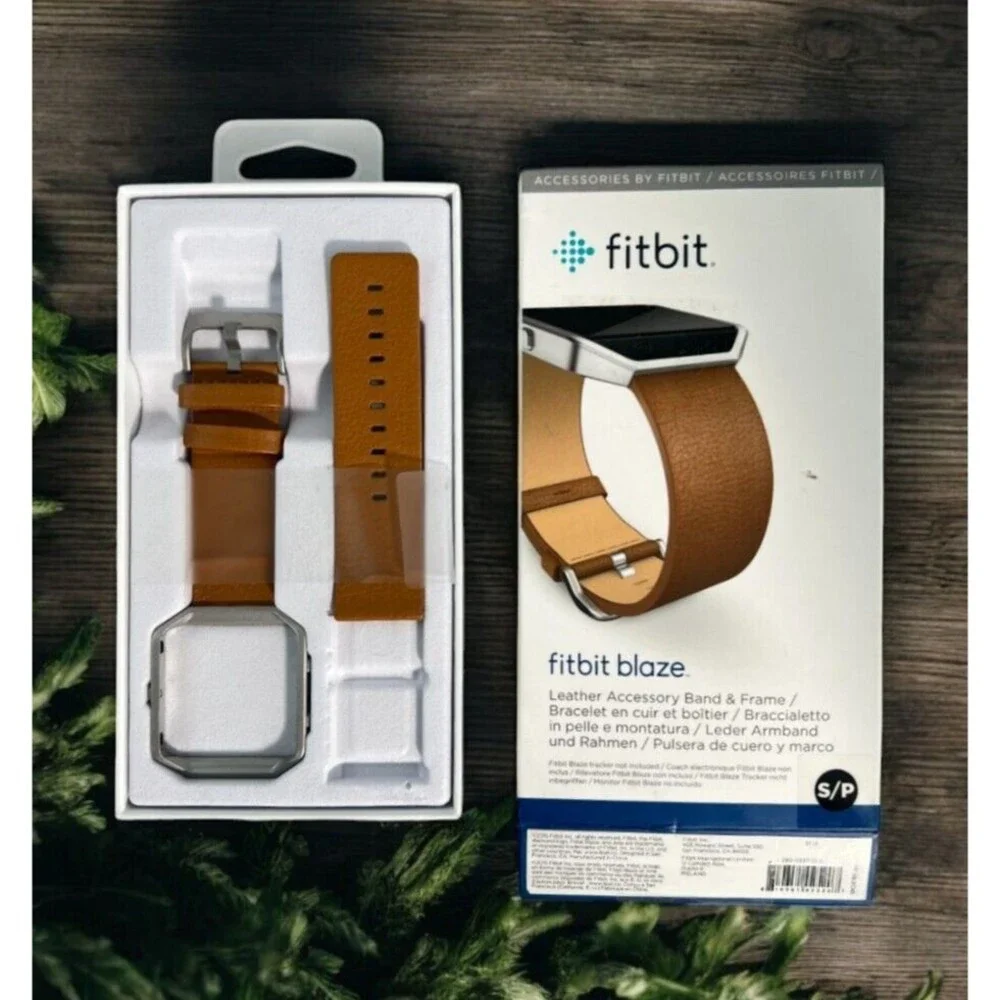 Fitbit Blaze Small Leather Slim Wrist Band & Frame Replacement Camel Brown OEM
